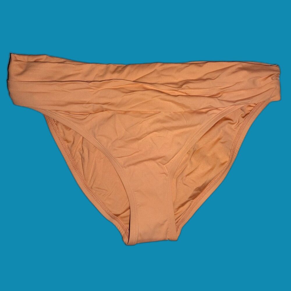 NWT La Blanca Island Goddess Shirred Band Hipster Swim Bottom Size 8 Tangerine